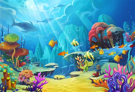 Ocean Fish Underwater World Children Photography Backdrop LV-476 ...