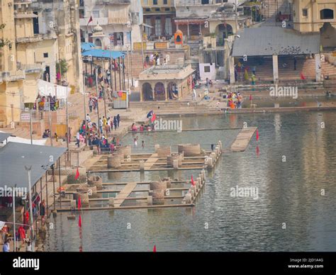 Pushkar, Rajasthan India - November 14, 2021 : Pushkar lake or pushkar jhil, a hindu pilgrimage ...