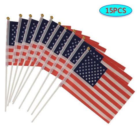 15Packs of Small American Flags on Stick 5x8 Inch/Mini American Flags Stick/Small US Flag/Hand ...