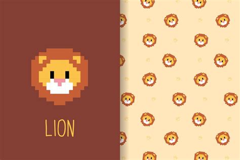 lion pattern vector pixel art 7166736 Vector Art at Vecteezy