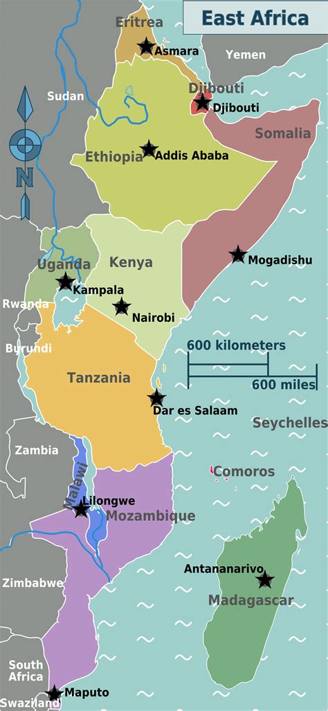 East Africa Regions Map - Mapsof.net | Africa | Pinterest | East africa, Africa and Kenya