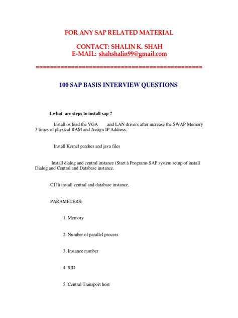 100 Sap Basis Interview Questions | PDF | Load Balancing (Computing) | Server (Computing)