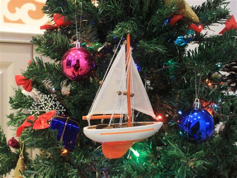 Buy Orange Sailboat Christmas Tree Ornament 9in - Nautical Decor