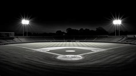 Premium AI Image | Baseball field at night with lights and shadows ...