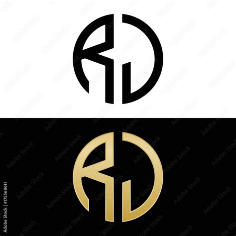 rj initial logo circle shape vector black and gold Stock Vector | Adobe ...