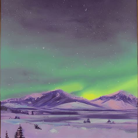 Alaska Winter Scene with Aurora Borealis · Creative Fabrica