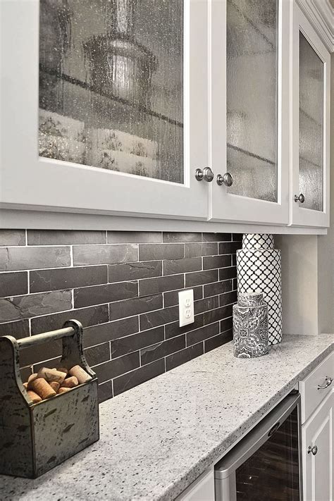 Black Dark Gray Slate Subway Kitchen Backsplash Tile | Backsplash.com