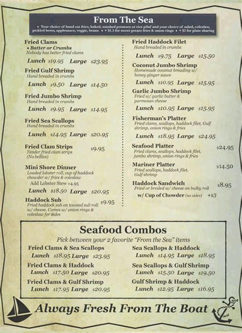 Chickadee of Lewiston Maine seafood menu pg2 - Lewiston & Auburn Maine Restaurants - Lewiston ...