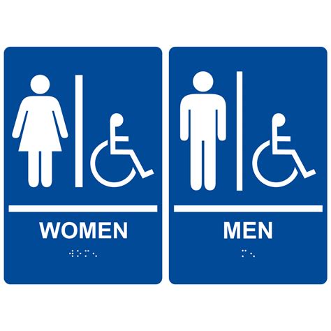 ADA Women Men With Symbol Braille Sign RRE-130-150Pair-WHTonBLU