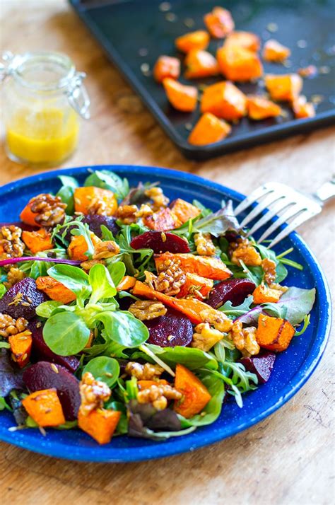 Roast Pumpkin & Beetroot Salad With Maple Walnuts