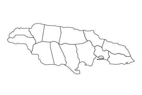 Outline Sketch Map of Jamaica With States and Cities 25843934 Vector ...