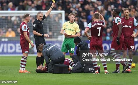 West Ham United's Konstantinos Mavropanos sustains an injury and ...