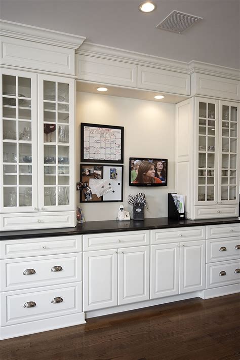 White Kitchen Built-In China Cabinet and TV – Michael James Design, Inc