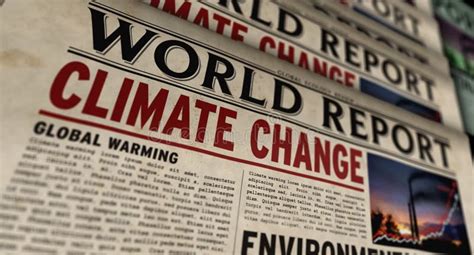 Climate Change World Report Retro Newspaper Printing Press Stock ...