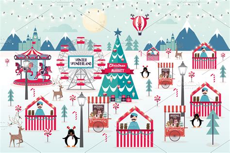 christmas market vector/illustration | Custom-Designed Illustrations ...