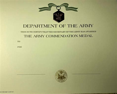 ARMY Commendation Medal Certificate (ARCOM) - Blank | #4578534692