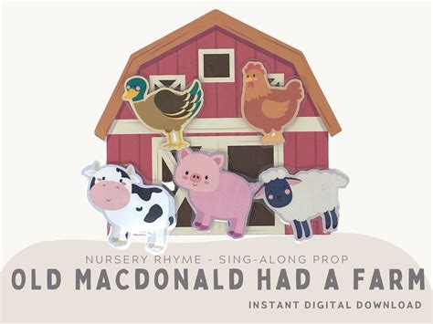 Old Macdonald Had A Farm Printable Props. Nursery Rhymes, Baby and Toddler Activity. Instant ...