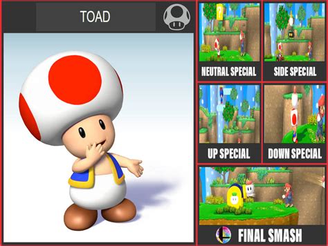 Toad Super Smash Bros. Special Moveset by cybervader311 on DeviantArt