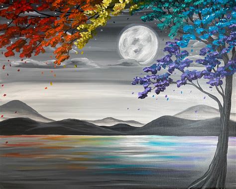 Rainbow Cherry Blossom Painting - Etsy