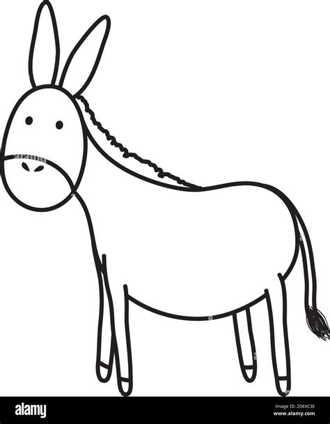 cartoon donkey icon over white background, line style, vector ...