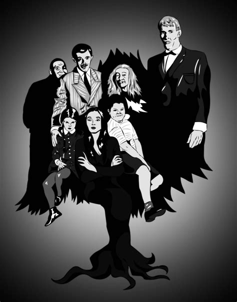 Download The Addams Family Black And White Wallpaper | Wallpapers.com