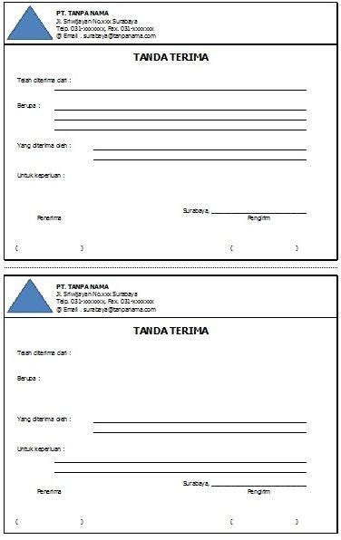 Format Tanda Terima Excel - Delinewstv