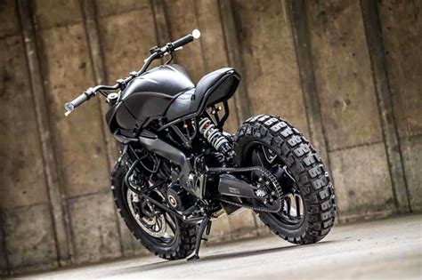 Bajaj Dominar Diablo Cyclops is a modified Street Scrambler in Black