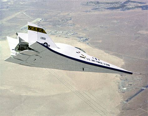 The wingless vehicle known as the X-24B, and affectionately called the "flying flatiron," was ...