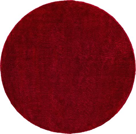 Red 8' x 8' Basic Frieze Round Rug | Rugs.com