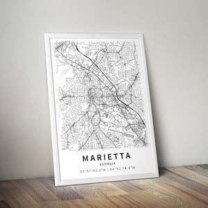 Printable Map of Marietta GA Cobb County Georgia USA With - Etsy