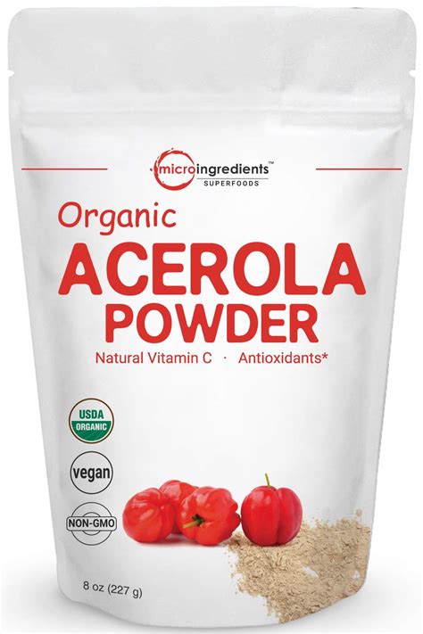 Premium Pure Acerola Cherry Powder Organic, Natural and Organic Vitamin ...