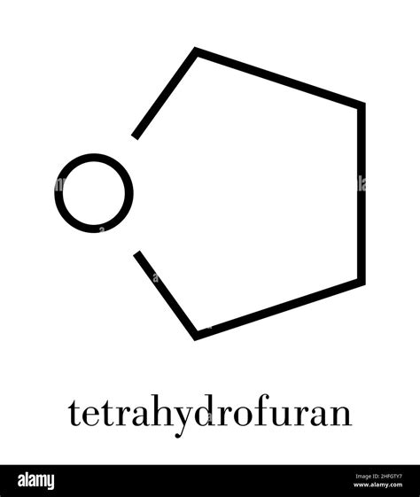 Tetrahydrofuran (THF, oxolane) solvent molecule. Skeletal formula Stock Vector Image & Art - Alamy