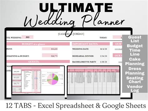 Wedding Planner Spreadsheet Excel Google Sheets, Ultimate Wedding ...