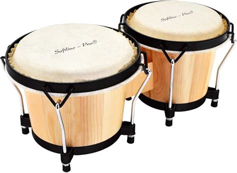 Softline Pro SP-BNG Bongo Drum Set with Tuning Wrench Professional Wooden Percussion Instrument ...