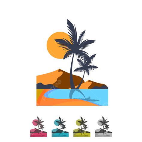 Oasis Desert Logo Icon Design Flat Vector, Oasis, Symbol, Desert PNG ...