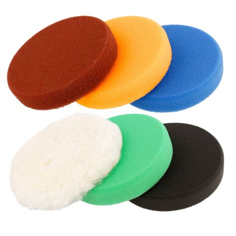 Buffing & Polishing Pad Kit with 6 - 6.5" Grip Pads; 5 Foam & 1 Wool ...