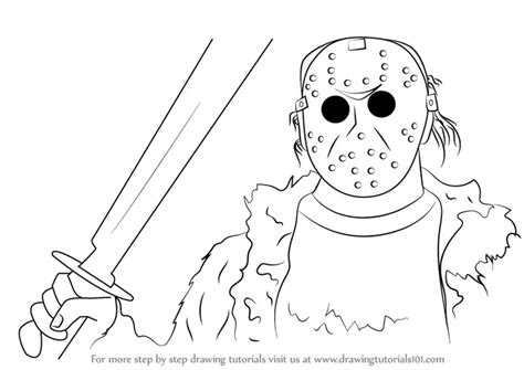 Step by Step How to Draw Jason Voorhees from Mortal Kombat X : DrawingTutorials101.com