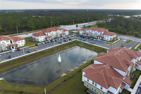 Top View of New Apartment Condos in Florida Suburban Area. Family ...