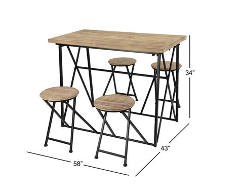 Light Brown Wood Folding Dining Table With Black Metal – Homeportonline