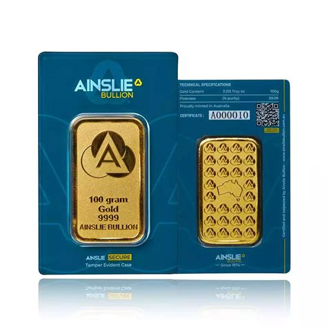 100g Ainslie Minted Gold Bar | Ainslie Bullion