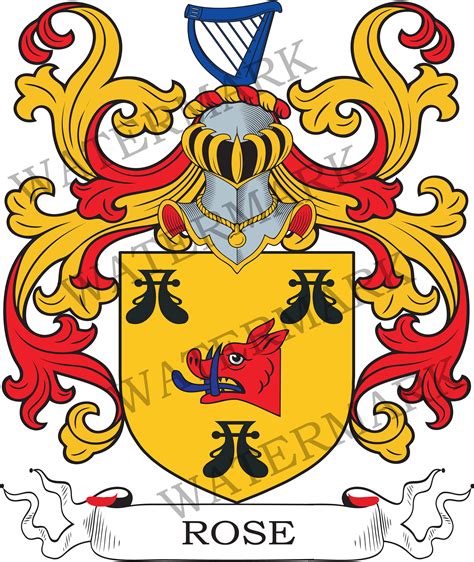 Rose Family Crest Digital Download Rose Coat of Arms JPG File Heraldry ...