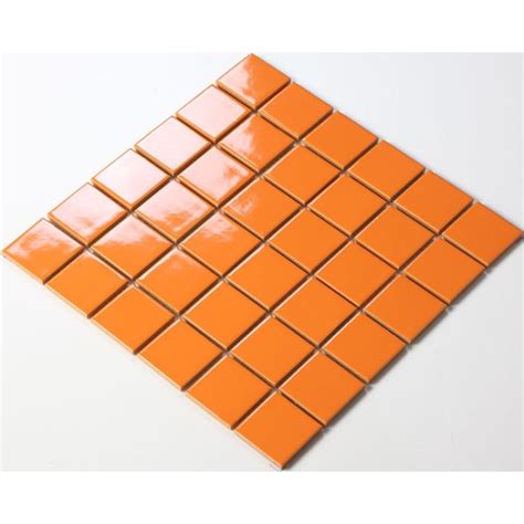 Glazed Porcelain Orange Mosaic Tiles Wall 48mm Ceramic Tile Brick Kitchen Backsplash TC48008 ...