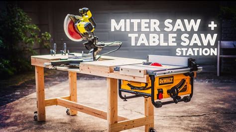 Simple but Highly Functional WORKBENCH with Table Saw and Miter Saw Stations - YouTube | Mitre ...