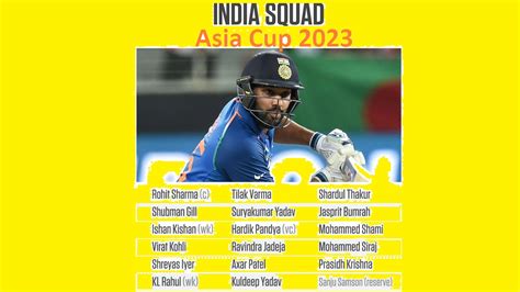 India Squad for Asia Cup 2023