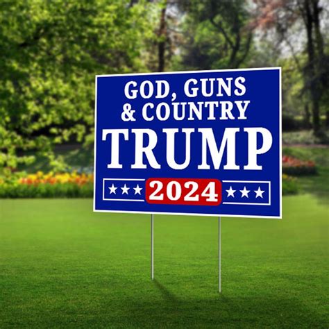 Trump 2024 Yard Sign 18x24 2 Sided God Guns & Country - Etsy