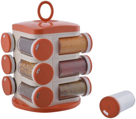 Buy Jony Rotating Spice Rack (masala rack) Orange-White Transparent ...