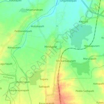 Hindupur topographic map, elevation, terrain