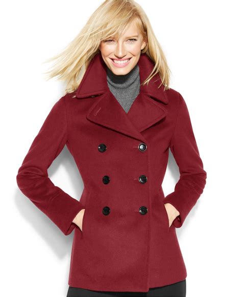 Calvin Klein Wool-Cashmere-Blend Peacoat in Red | Lyst