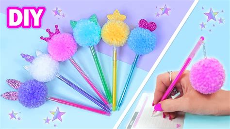 7 PEN DECORATION IDEAS WITH WOOL POMPOMS - YouTube