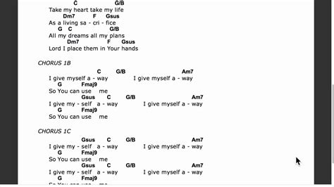 I give myself away Chord Chart - YouTube